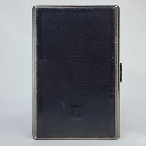 Fendi Zucca Metal Cigarette Case Vintage Card Holder Black Enamel Striped FF
